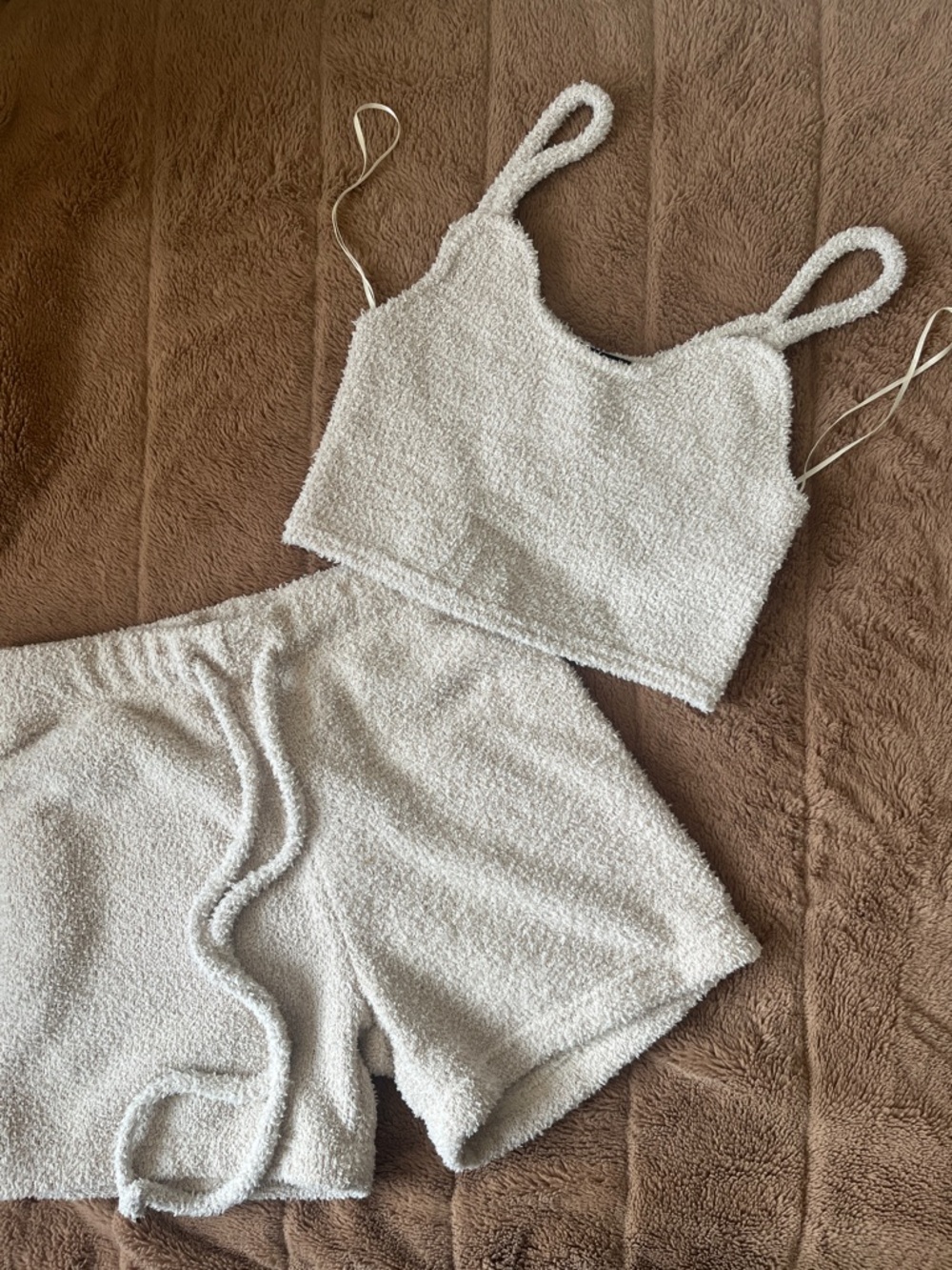 Streetwear Society Cream Terry Crop Top & Shorts Set